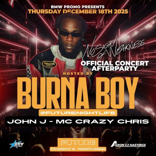 No Sign Of Weakness Tour Official Afterparty Hosted By Burna Boy @ Future Nightclub 