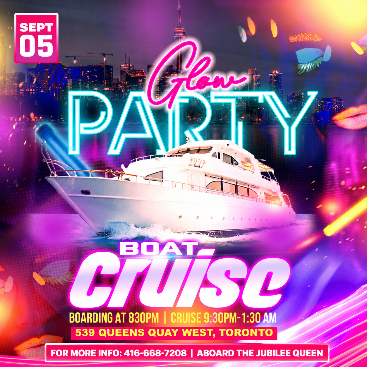 Toronto Glow Boat Party - Sept 5- Labour Day Weekend 