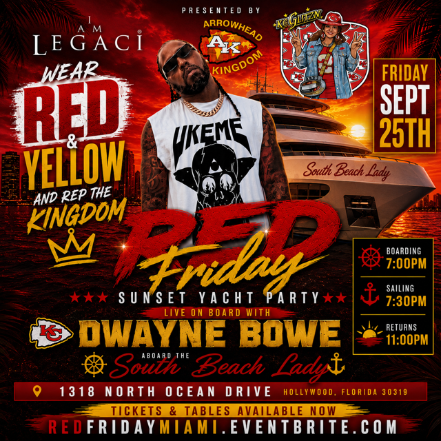 RED FRIDAY Sunset Yacht Party Miami | Chiefs Kingdom Takeover 